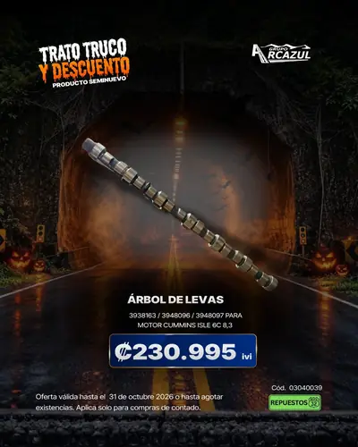 Árbol de levas para motor Cummins ISLE 6C 8.3 seminuevo