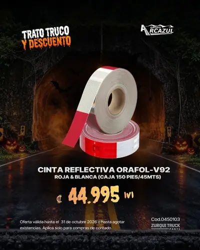 Cinta reflectiva Orafol V-92 roja y blanca, caja 150 pies