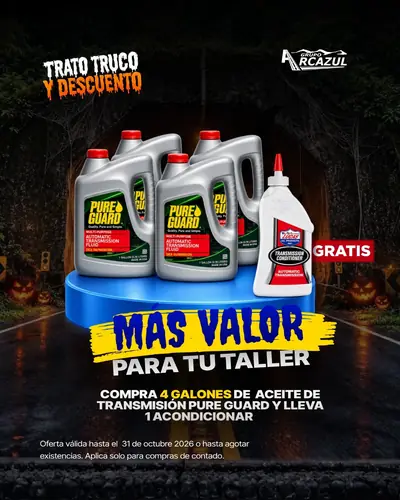 Más valor para tu taller: comprá 4 galones de aceite de transmisión Pure Guard y llevás 1 acondicionador