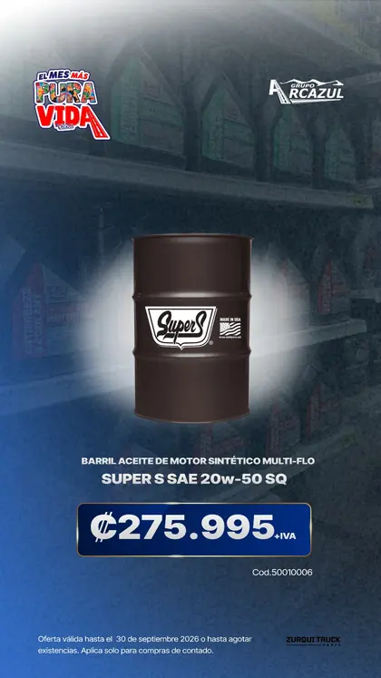 Barril aceite de motor sintético Multi-Flo Super S SAE 20w-50 SQ