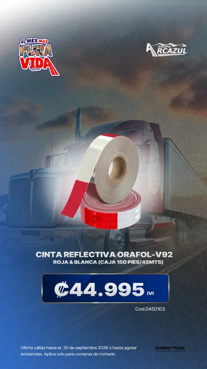 Cinta reflectiva Orafol V-92 roja y blanca, caja 150 pies