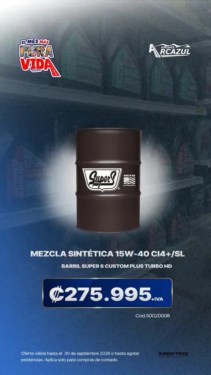 Barril mezcla sintética 15W-40 CI4+/SL Super S Custom Plus Turbo HD